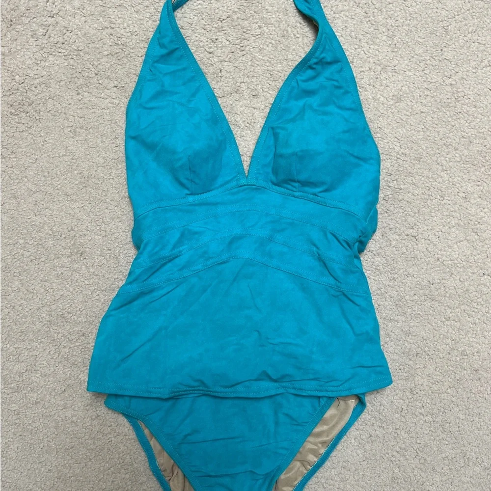 NWT Miraclesuit/Magicsuit Teal Halter Tankini Two Piece Swimsuit - Picture 2 of 12